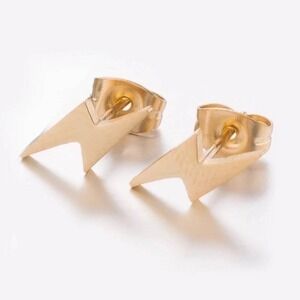 Lightning Bolt Stud Earrings 18K Gold Plated Stainless Steel Minimalist Earrings